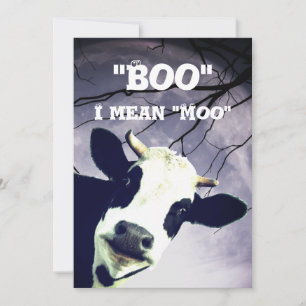Invitation Drôle Boo Je veux dire Moo Cow Moon Halloween Part