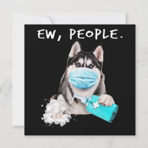 Invitation Drôle cadeau de chien husky pour les gens portant 
