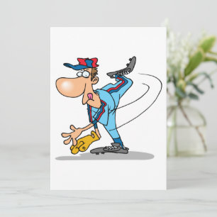 Invitation Drôle Caricature de baseball lanceur d'une balle r