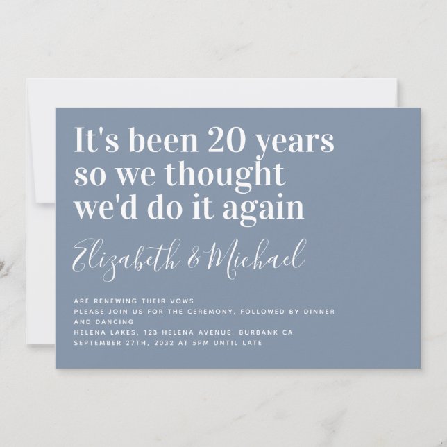 Invitation Drôle C'est un renouvellement de vœux après 20 ans (Devant)