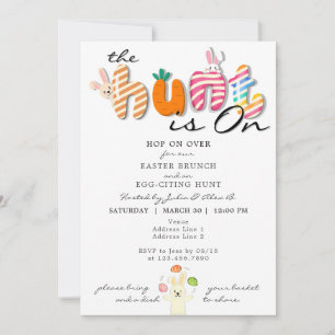 Invitation Drôle coloré Pastel Pâques Brunch Oeufs Chasse Bun
