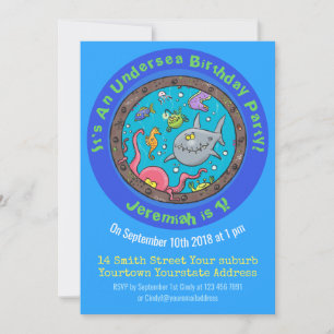 Invitation Drôle créatures marines dans le trou de port de na