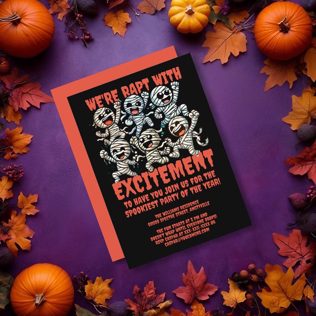 Invitation Drôle Dancing Mummies Rapt avec excitation (Funny Dancing Mummies Rapt with Excitement Invitation Cover Photo)