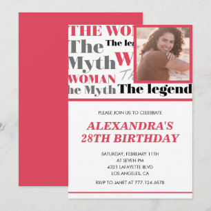 Invitation drôle de 28e anniversaire Mythe Légende