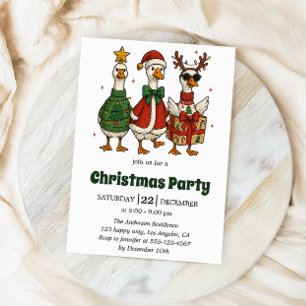 Invitation drôle de fête de Noël   Canards festifs