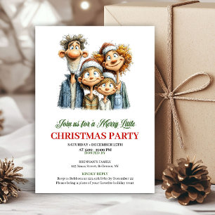 Invitation drôle de fête de Noël en famille rouge 