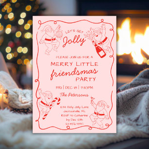 Invitation Drôle de ligne artistique de Père Noël Friendsmas