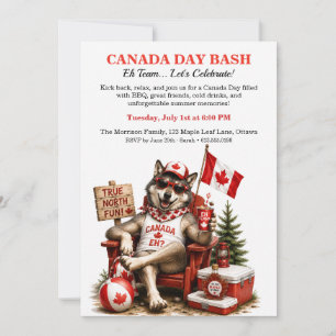 Invitation Drôle de loup canadien Fête du Canada Fête de BBQ