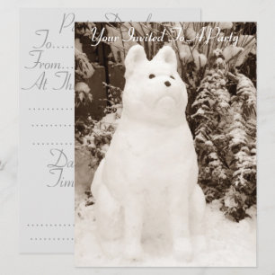 Invitation drôle de neige akita bonhomme de neige noël chien 