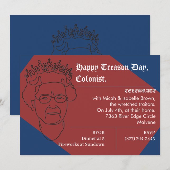 Invitation drôle de partie du 4 juillet (Devant / Derrière)