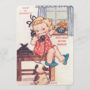 Invitation Drôle dessin animé mariage commérage