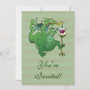 Invitation Drôle dragon soufflant bougies d'anniversaire