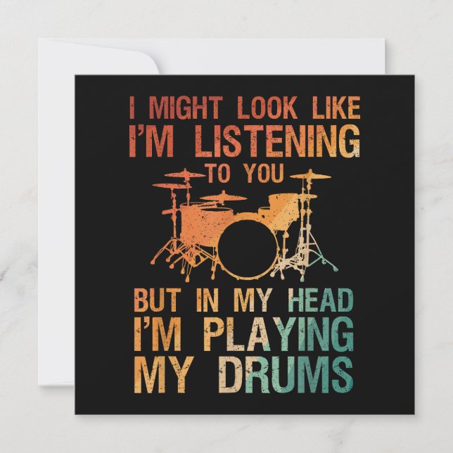 Invitation Drôle Drummer Art Pour Hommes Femmes Drum Player P (Devant)