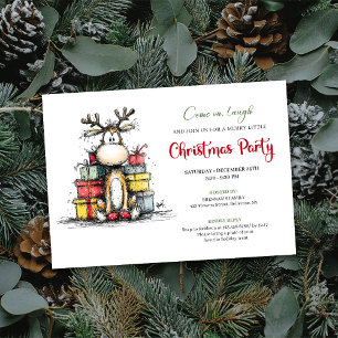 Invitation drôle et chic de fête de Noël de renne