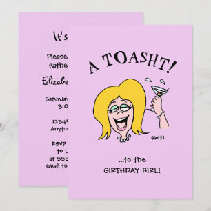 Invitation Drôle Femme Anniversaire Soirée Cute Cartoon Invit