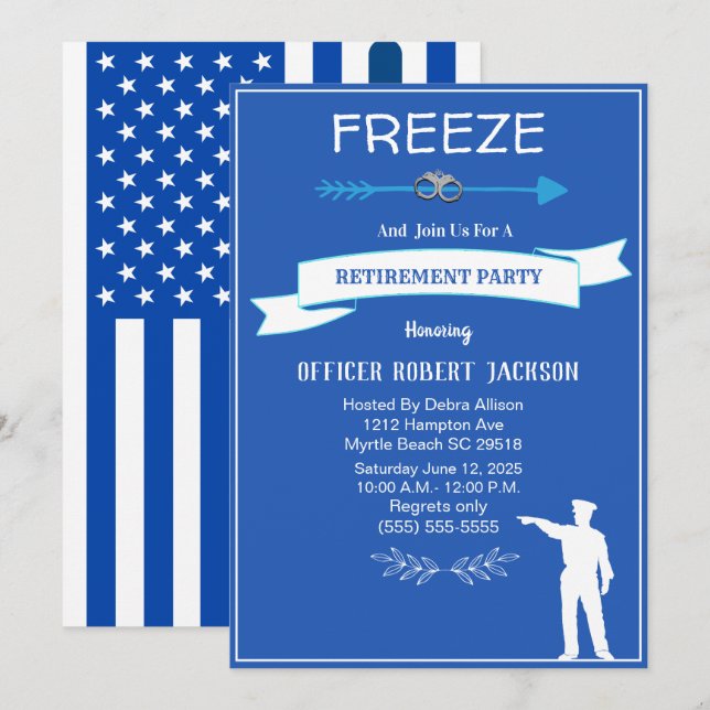 Invitation Drôle gel retraite de la police (Devant / Derrière)