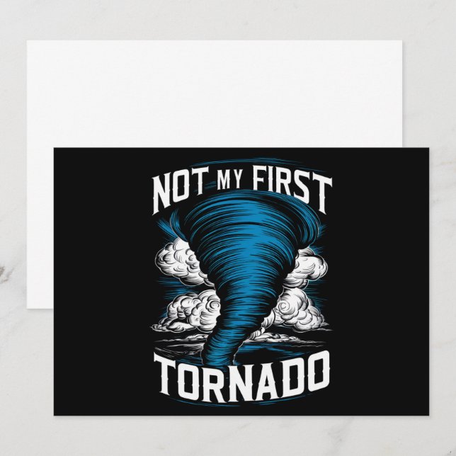 Invitation Drôle Pas Mon Premier Chaser Tornado Rétro Storm (Devant / Derrière)
