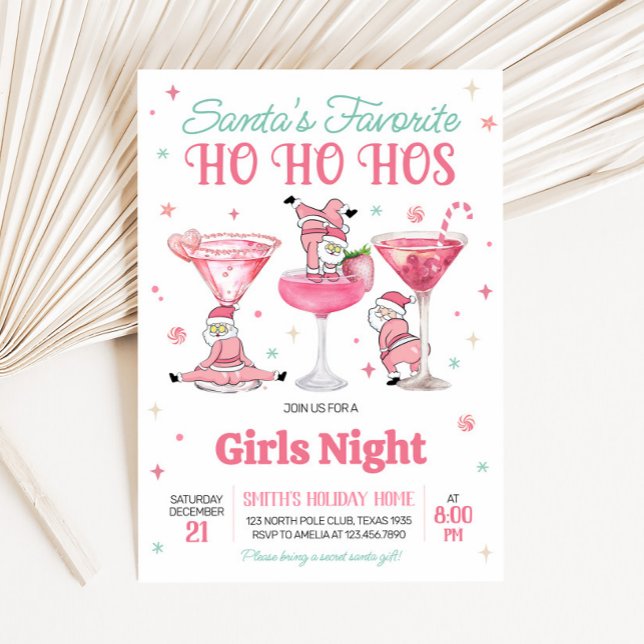 Invitation Drôle Père Noël Girls Night Christmas Party Invita (Santas Favorite Girls Night Christmas Party Invitation)