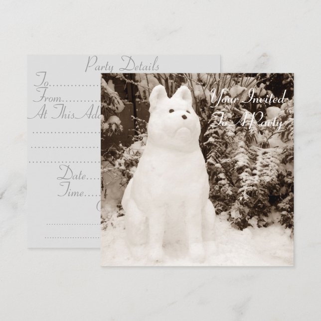 Invitation drôle photo de fête snowdog à noël (Devant / Derrière)