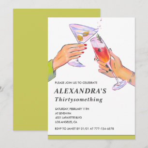 Invitation Drôle Retro Cocktail 36e anniversaire fête