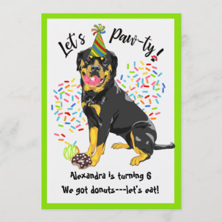 Invitation Drôle Rottweiler Chien Donuts Anniversaire
