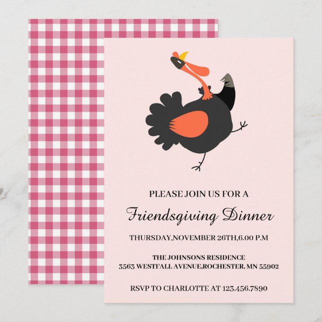 Invitation Drôle & Rustique Turquie Thanksgiving (Devant / Derrière)