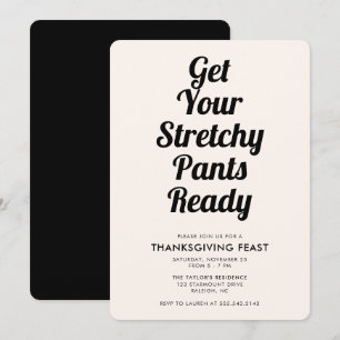 Invitation Drôle Stretchy Pants Thanksgiving Dîner Noir