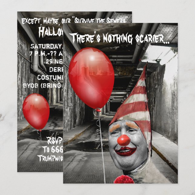 Invitation Drôle Trump en tant que Trumpwise le clown Hallowe (Devant / Derrière)
