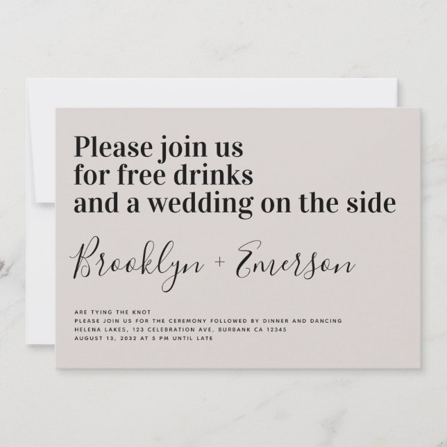 Invitation Drôle Typographie Ecru Mariage (Devant)