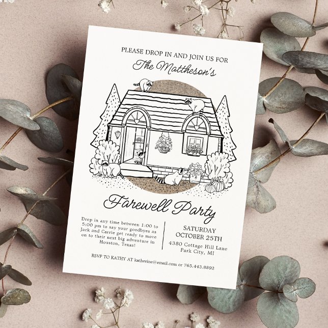Invitation Drop In Funny Raccoon House Farewell Party (Créateur téléchargé)