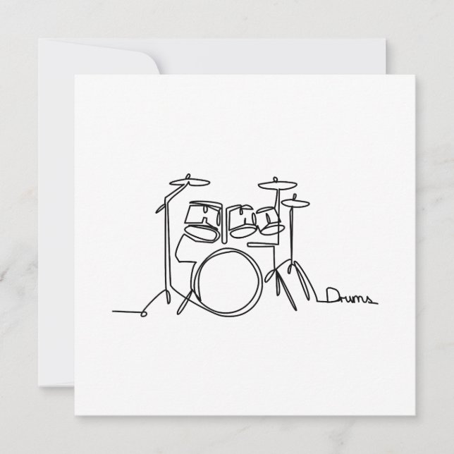 Invitation Drummer Music Design Drums One-Line (Devant)