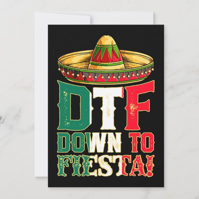 Invitation DTF Down To Fiesta Mexico Cinco de Mayo Men Mexica (Devant)