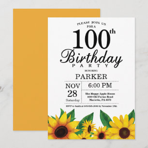 Invitation du 100e anniversaire du tournesol