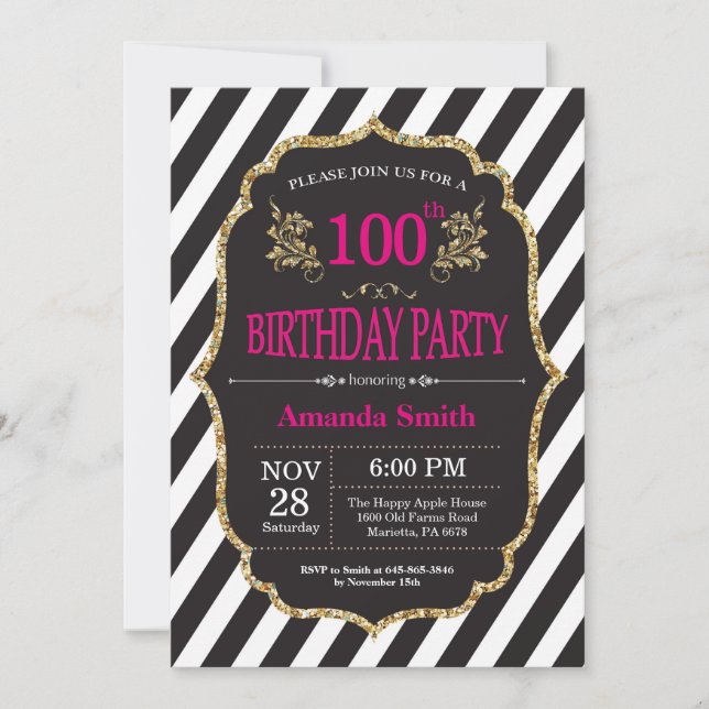 Invitation du 100e anniversaire. Parties scintilla (Devant)