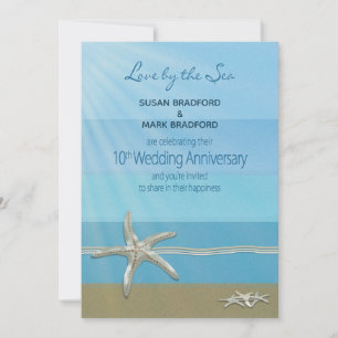 Invitation du 10e anniversaire du Mariage, Océan,