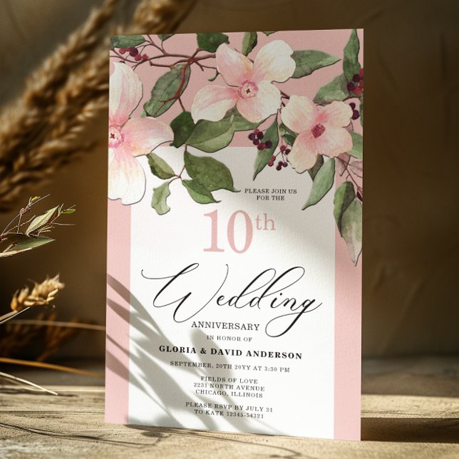 Invitation du 10e anniversaire du Mariage Peach Fl (Créateur téléchargé)