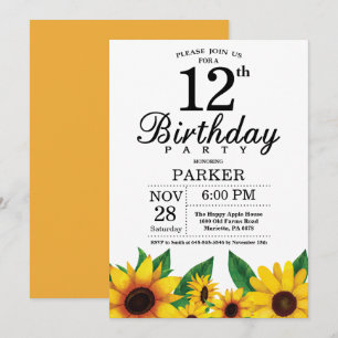 Invitation du 12e anniversaire du tournesol