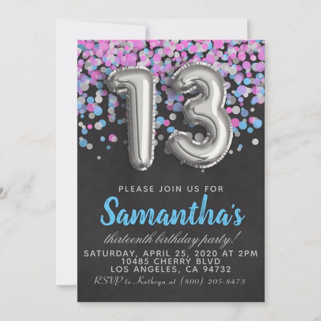 Invitation du 13e anniversaire (Devant)