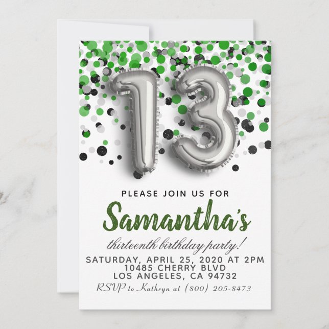 Invitation du 13e anniversaire (Devant)