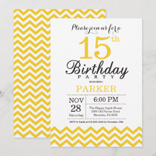 Invitation du 15e anniversaire Chevron jaune