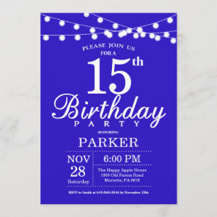Invitation du 15e anniversaire Royal Blue
