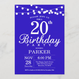 Invitation du 20e anniversaire Royal Blue