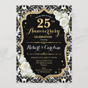 Invitation du 25e anniversaire - Black White Gold
