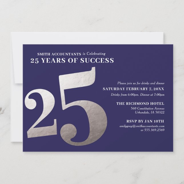 Invitation du 25e anniversaire d'affaires (Devant)