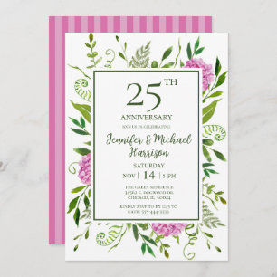 Invitation du 25e anniversaire de Pink Hydrangeas