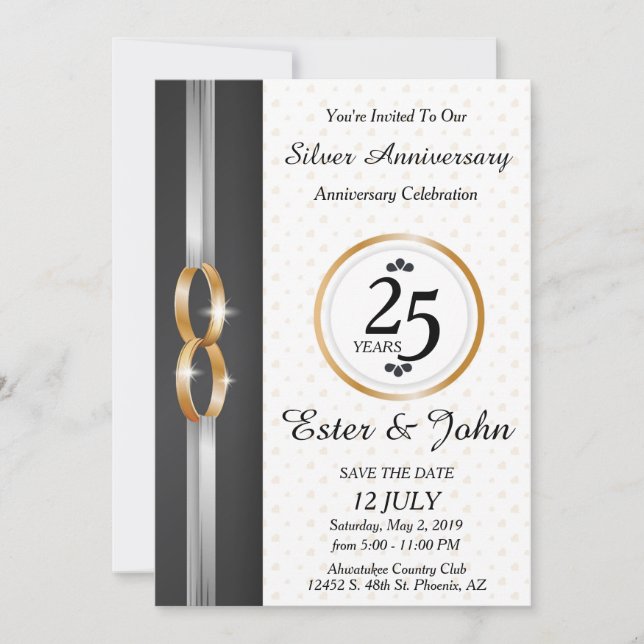 Invitation du 25e anniversaire du Mariage (Devant)