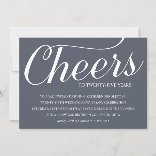 Invitation du 25e anniversaire du Mariage chic (Devant)