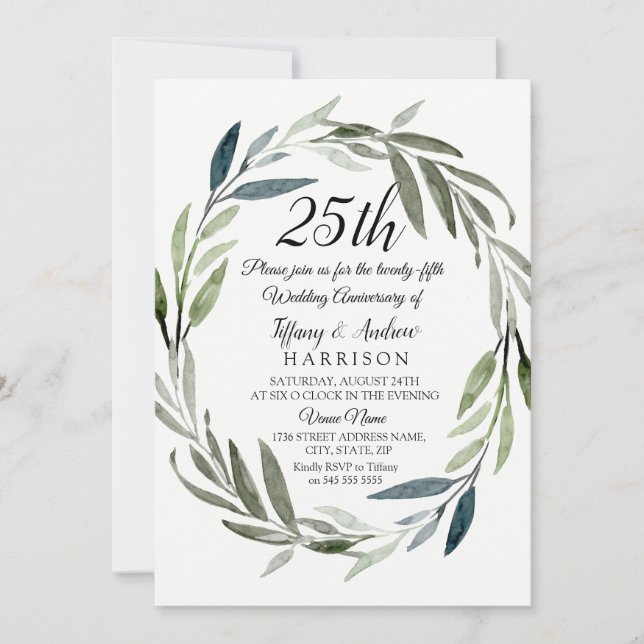 Invitation du 25e anniversaire du Mariage de la co (Devant)