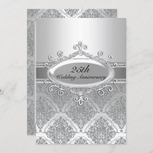 Invitation du 25e anniversaire du Mariage Silver D