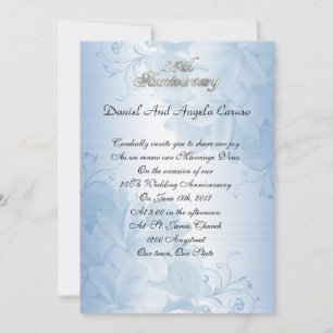 Invitation du 25e anniversaire Floral bleu